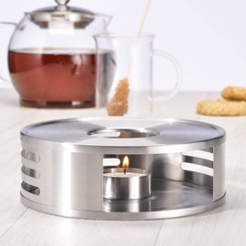 Edelstahl Stövchen mit Teelichthalter rund 15,5cm 34012