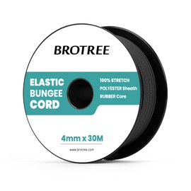 Brotree Bungee Cord Elastic Shock Cord 4mm x 30m Bungee Rope Heavy Duty for Trailer, Tarpaulin, Tent Pole, Kayak and Backpack - Black