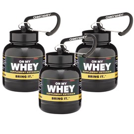 OnMyWhey - Protein Powder and Supplement Funnel Keychain, Portable to-Go Container for The Gym, Workouts, Fitness, and Travel - TSA Approved, Classic 3-Pack