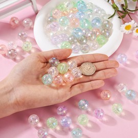 Craftdady 80Pcs 16mm Acrylic Disco Beads Glow in The Dark Faceted Ball Beads Round Focal Beads Iridescent Bubblegum Beads for Crafts DIY Pens Jewelry Making Supplies