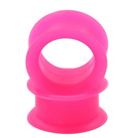 1 PAIR (2pcs) SILICONE EYELET TUNNELS Double Flare Gauges Thin Soft Flexible Flesh Plugs 1040 (0G (8MM), Pink)