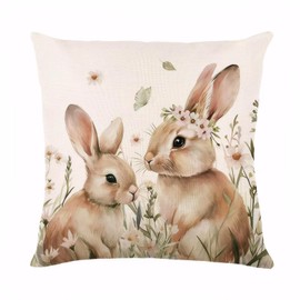 HLCYGJIN Easter Pillow Covers 18x18 inch Happy Easter Hunny Bunny Throw Pillow Covers Bunny Spring Cushion Case for Sofa Couch Bedroom Holiday Festivals Home Decor 09