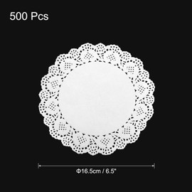 sourcing map 500 Pcs White Lace Paper Doilies 6.5 Inch Round Paper Doilies Tableware Disposable Paper Decorative Paper Placemats for Wedding, Birthday, Cakes, Desserts, Tableware Food