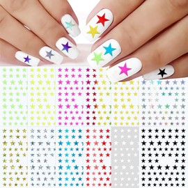 YECIRALA 12 Sheets 3D Star Nail Stickers for Nail Art Star Stickers for Nails Women Star Nail Decals 3D Star Nails Colorful Stars Nail Art Stickers Star Accessories Self Adhesive Nail Art Decals