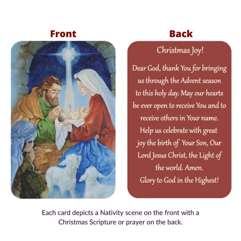 Christmas Prayers Wallet Card Assortment Bible Scripture, 54 Cards Per