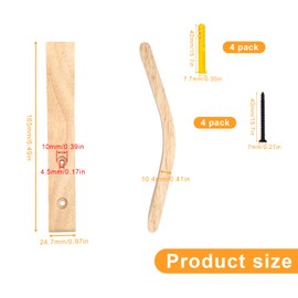 DEANKEJI Wooden Coat Hooks, Pack of 2 Wall Hooks, Wall Mounted Coat Hooks, Wood, with Screws and Expansion Tube, Coat Hook, Coat Hook, for Bedroom, Living Room and Office