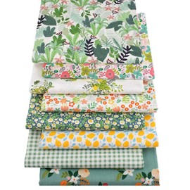 Qimicody Fat Quarters Fabric Bundles, 8 Pcs 100% Cotton 20” x 20” (50cmx50cm) Precut Quilting Fabric Squares Sheets for DIY Patchwork Sewing Quilting Crafting, No Repeat Design (Floral Pattern A)