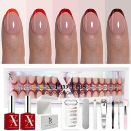 SXC Cosmetics X-Pro Tips French Tip Press on Nails – French Red Edition Starter Kit:_RED118KIT-XS Almond