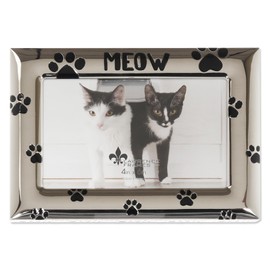 Lawrence Frames Silver Metal Picture Frame - Meow Design - 4x6