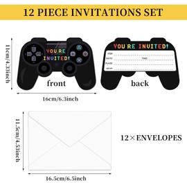 AIYONG 12 x Video Gaming Game Party Invitation Cards Children's Birthday Party Invitation Boys Girls Invitation Children's Birthday Party with Envelope, Gaming Children's Birthday Party Consoles Gamer