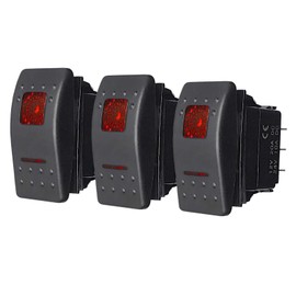 MGI SpeedWare LED Marine Rocker Switches 3 Pack - SPDT On-Off-On (Red)
