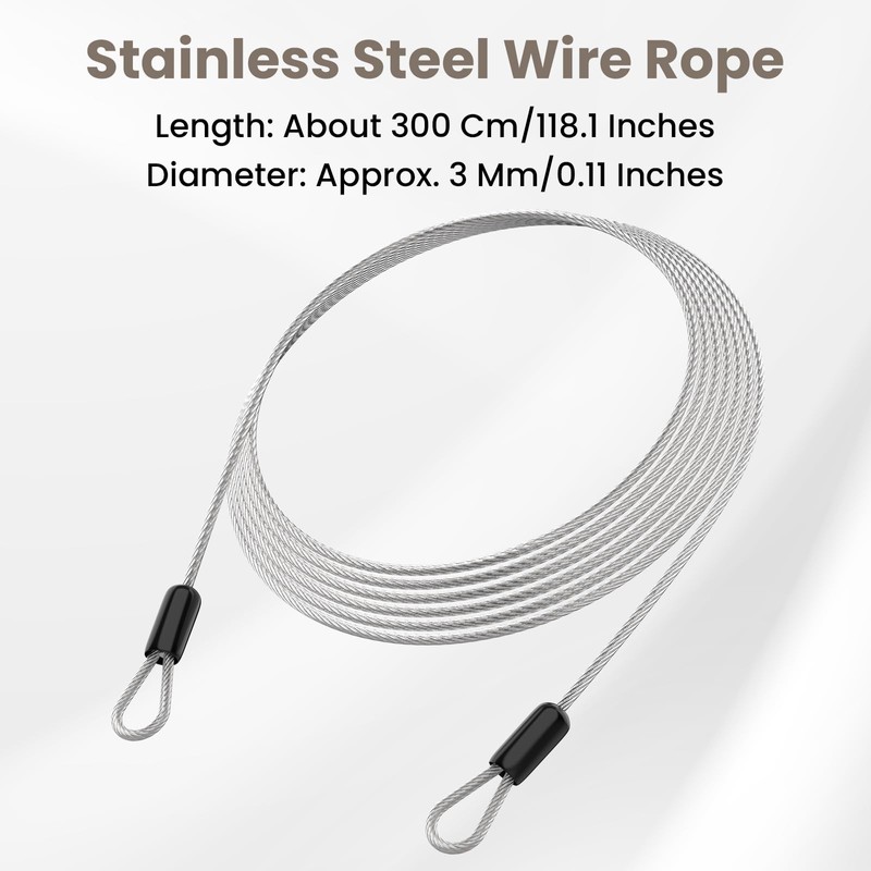 BaYiToo 9.84FT 3mm Stainless Steel Security Cable, Safety Cable Luggage