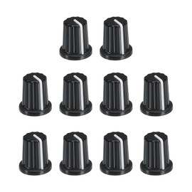 sourcing map Potentiometer Control Knob ABS Guitar Knob for Electric Guitar Power Amplifiers Stereos,Bass 6mm D Type Shaft 180 Degrees Black 10PCS