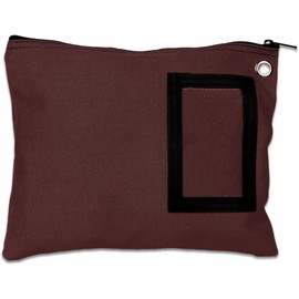 BankSupplies Canvas Interoffice Mailer | 12” W x 9” H | Large Storage Bag | Burgundy | Grommet for Padlock & Zip Tie | 5” W x 3” H Framed Cardholder | Zipper Closure | Bank Bag