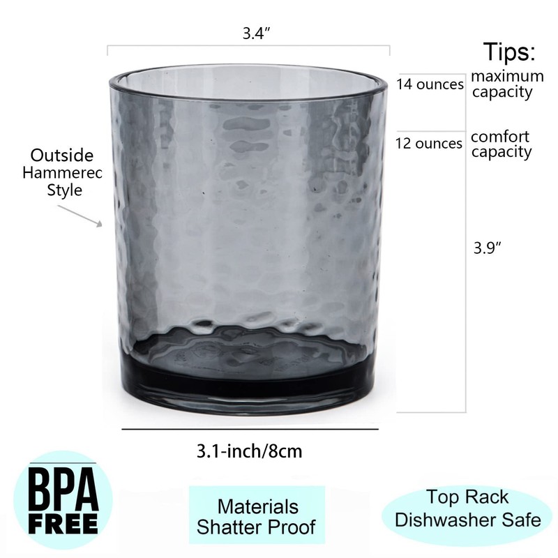 KX-WARE 14-ounce and 20-ounce Acrylic Glasses Plastic Tumbler, set of