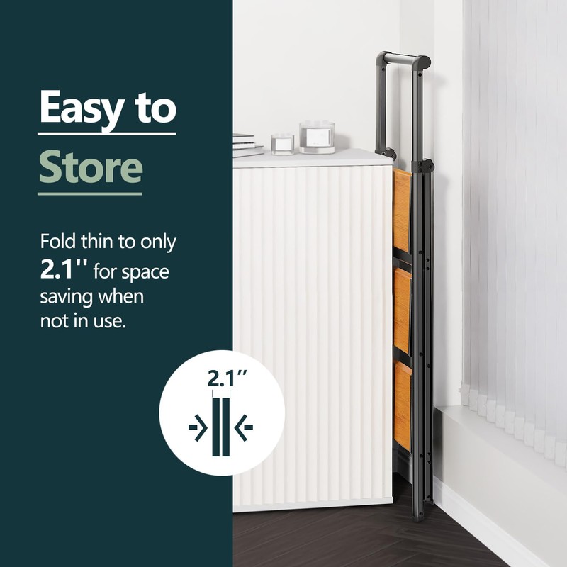 WOA WOA 3 Step Ladder, Ladders for Home, Anti-Slip Pedals,
