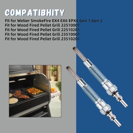 OTINUBEE 7009 Glow Plug 2Pcs Compatible with Weber SmokeFire EX4 EX6 EPX6 Wood Pellet Grills Element to Ignite Wood Pellets, Glow Plug Sliver