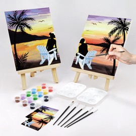 Nuberlic 2 Pack Pre Drawn Canvas for Painting Sip and Paint for Adult's Couple's Date Night Paint and Sip Kit for Outdoor Party Favor Supplies,Valentine's Day Gift(8x10)