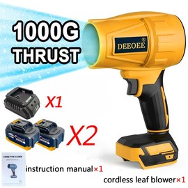 DEEOEE Turbo Jet Blower, Cordless Dust Air Blower, Portable Super Power Leaf Blower, Handheld Car Dust Cleaning Drying, Snow Removal, Outdoors - Wind Thrust: 1000G-Wind Thrust Yellow