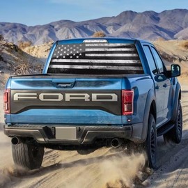 Patriotic American Flag Back Window Decals for Trucks, Windshield Perforated Window Film Decal for Rear Window Sticker Decoration, Scratch Hidden Car Stickers, Flag Car Decoration