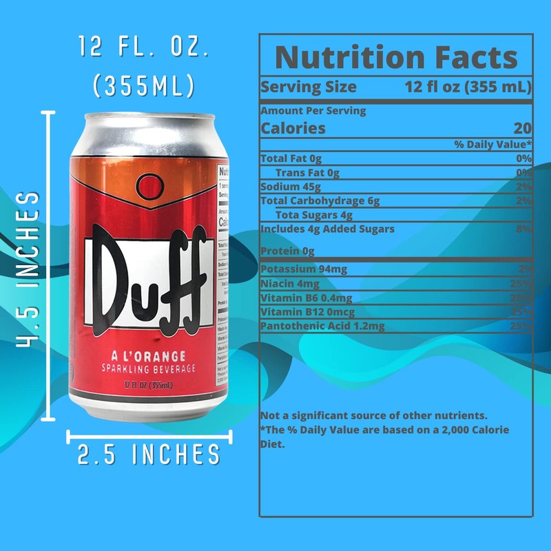 The Simpsons Duff Energy Drink (6 Pack) Wonderful Orange Flavor
