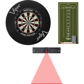 Viper Shot King Bristle Dartboard, Viper Small Cricket Chalk Scoreboard, Viper Dart Laser Line, and Viper Wall Defender