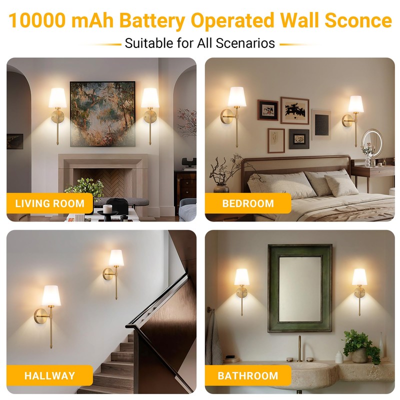 Vimhou Battery Operated Wall Sconce: Peel and Stick Adhesives Stick