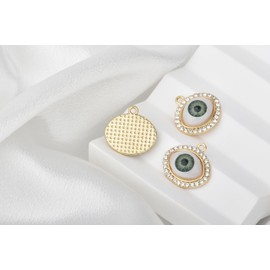 Zicdije Pack of 20 Big Eyes Turkish Blue Evil Eys Charms Gold Plated Base Pendants for Jewelry Making Necklace Bracelets Earrings(Green)