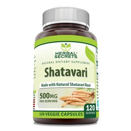 Herbal Secrets Suplemento de Shatavari | 500 Mg por Porción | 120 Cápsulas Vegetales | Sin OGM | Sin Gluten | Hecho en EE. UU.