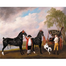 WONDERFULITEMS The Prince of Wales's Phaeton Horse Dog Carriage Landscape Painting By George Stubbs 11" x 14" image size art repro on matte paper