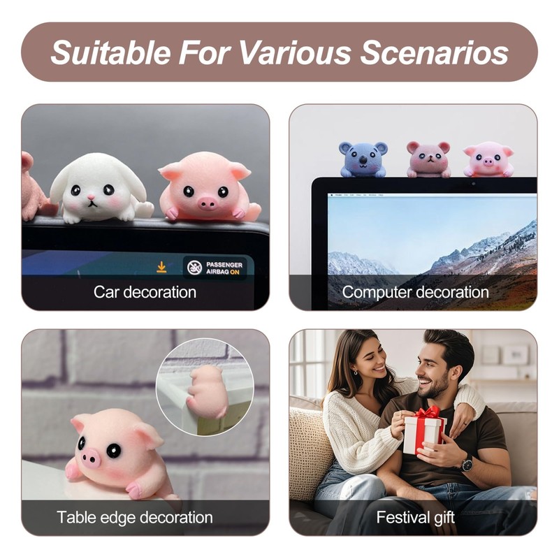 New 6Pcs Creative 3D Craft Figurine Computer Monitor Decor,Tv and