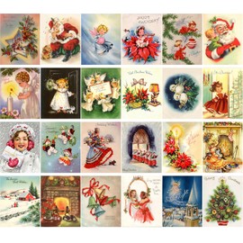 Postcard Pack 24pcs Vintage Christmas Greeting Cards Santa Reprint