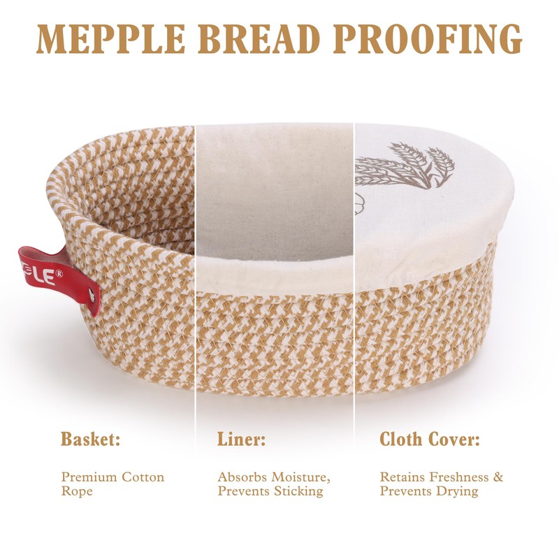Mepple Sourdough Bread Baking Supplies,10" Round and 11" Oval Cotton