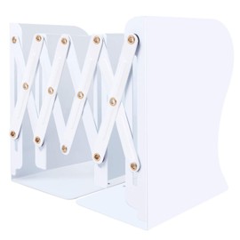 CANPEKI Bookstand, Extendable, Office, Bookstand, Tabletop Storage, Bookends, Magazines, Documents, No Flipping, Divider Stand, Metal, Stylish, Organizing Supplies (White)