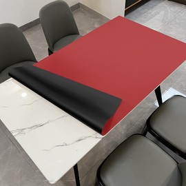 Zinkooat Leather Table Cover,1.8mm Thick,36x54 Inch Table Protector,Table Protector for Dining Room Table,Table Protectors for Rectangle Tables.(Black+Wine Red,36x54)