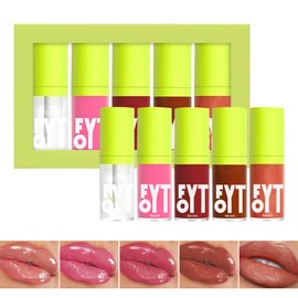 Xumann 5PCS Fat Lip Oil Set, Non-Sticky Oil Lip, Moisturizing Lip Oils Long Lasting for Girls Women