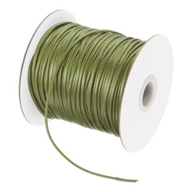 QUARKZMAN Waxed Thread 2 mm Waxed Cord 90 m Waxed Cotton Cord for Bracelet Making, Necklaces, Beading, Jewellery Making and DIY Crafts (Army Green)