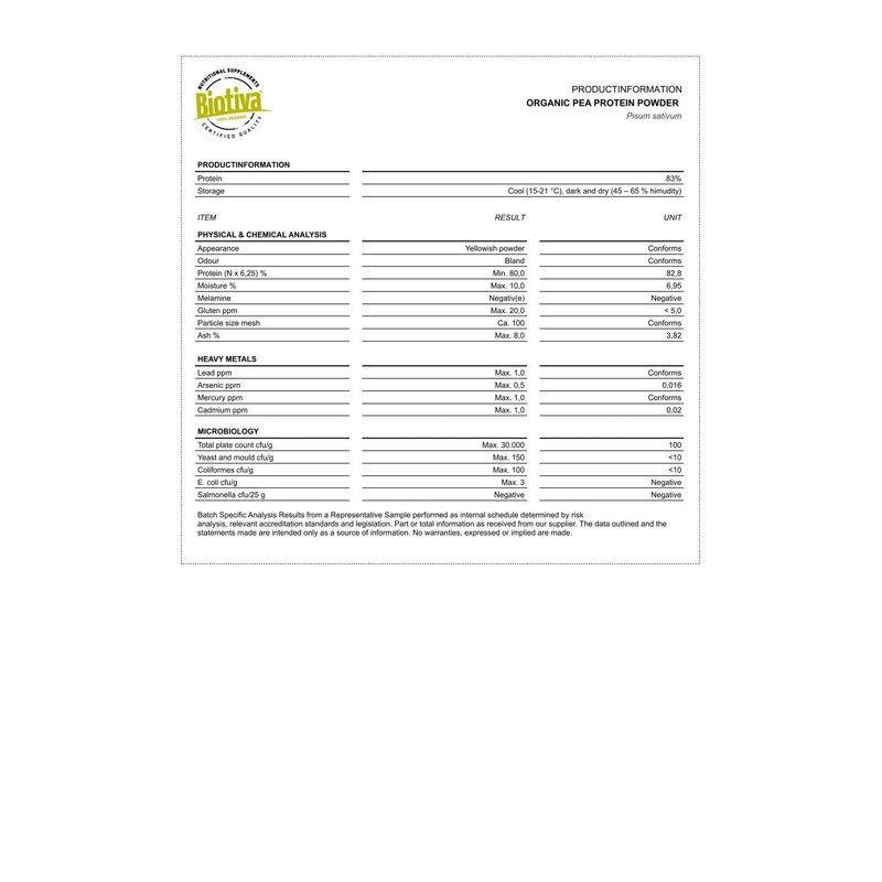 Pea Protein Powder Organic 400 g - 83% Protein Content