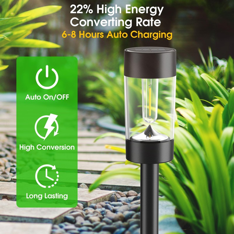 Eyrosa Solar Lights Outdoor, 12 Pack Waterproof Solar Landscape Lighting