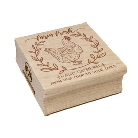 Farm Fresh Hand Gathered Chicken Eggs from Our Coop to Your Table Square Rubber Stamp for Stamping Crafting - 2.75in Large
