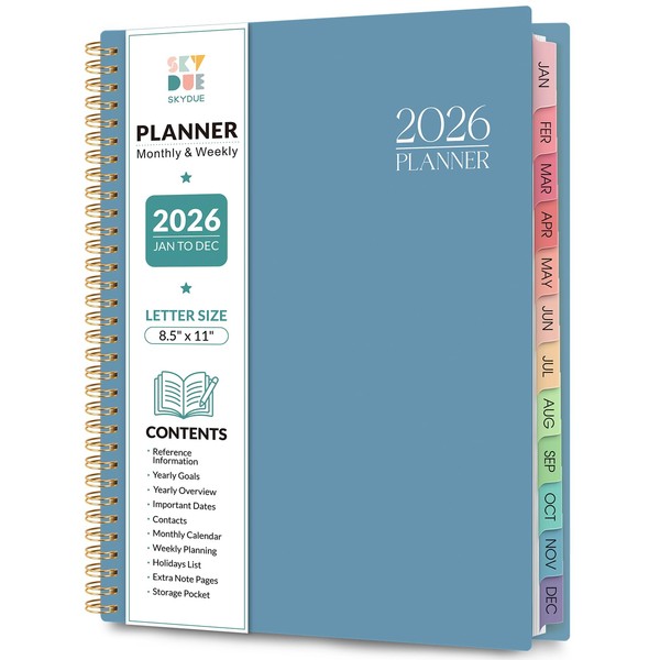 Planner 2026, 8.5" x 11" Monthly & Weekly Planner with