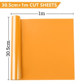 NANAPLUMS Plotter Film Textile, New 3D Puff Vinyl - 30.5 x 100 cm Puff HTV Vinyl Roll for T-Shirts, 3D Puff Heat Transfer Vinyl, Easy to Cut, Weed and Transfer, Orange