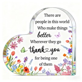 OZUEMUL Thank You Plaque Appreciation Desk Plaque Gifts for Women Office Decor Desk Accessories Acrylic Hearts Plaques Valentines Birthday Christmas Presents for Women