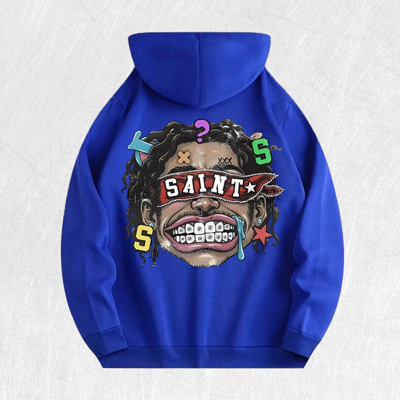 Saint Graphic Hoodie 100% Cotton US Warehouse 6 ColorsColor: Khaki,