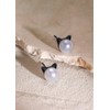 S.Leaf Cat Earrings Pearl Earrings Sterling Silver Earrings for Women