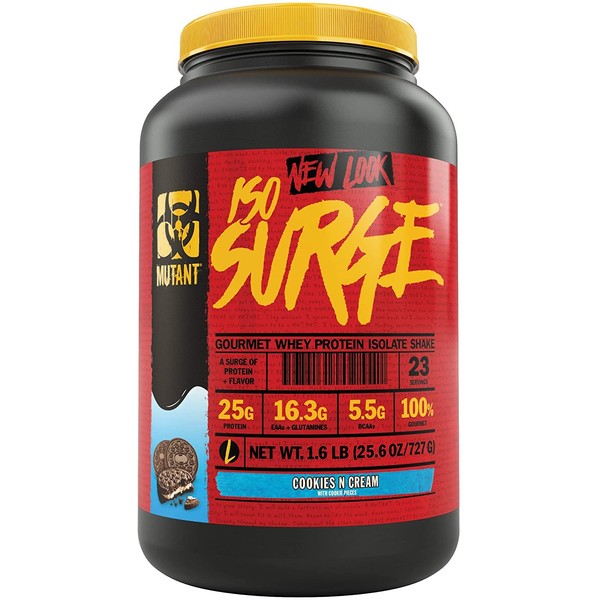 Mutant ISO Surge Whey Protein Powder Acts FAST to Help Recover, Build Muscle, Bulk and Strength, Uses Only High Quality Ingredients, 1.6 lb - Cookies & Cream