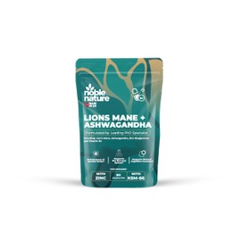 Noble Nature 267mg Lions Mane + 250mg Ashwagandha KSM 66 4-in-1 Formula – with 10mg Zinc Bisglycinate and 1mg Vitamin B1 Capsule Supplement – Adaptogens for Calm Brain, Stress, Mood, & Health (90)