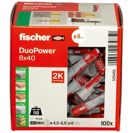 fischer Wallplug, Red/Grey, 8 mm