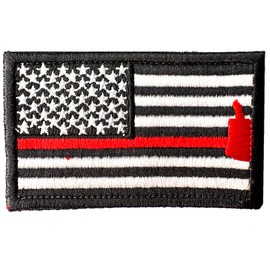 US Flag with Firefighter Axe Funny Tactical Morale Patch - Hook and Loop - Backing Military Army Embroidered Badge Cool Meme Design for Vest Backpack Bag Clothes Helmets Gym Gear