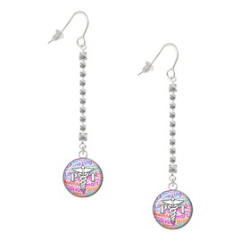 Delight Jewelry Silvertone Domed Multi Color PT Silver-tone Long Sparkle Dangle French Earrings